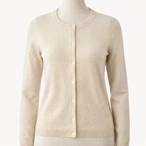 Bloomingdale’s 2-Ply Cashmere Ivory Cardigan Sweater Size S